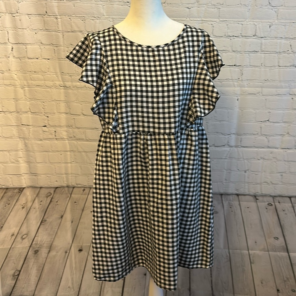 Buffalo plaid ruffle dress